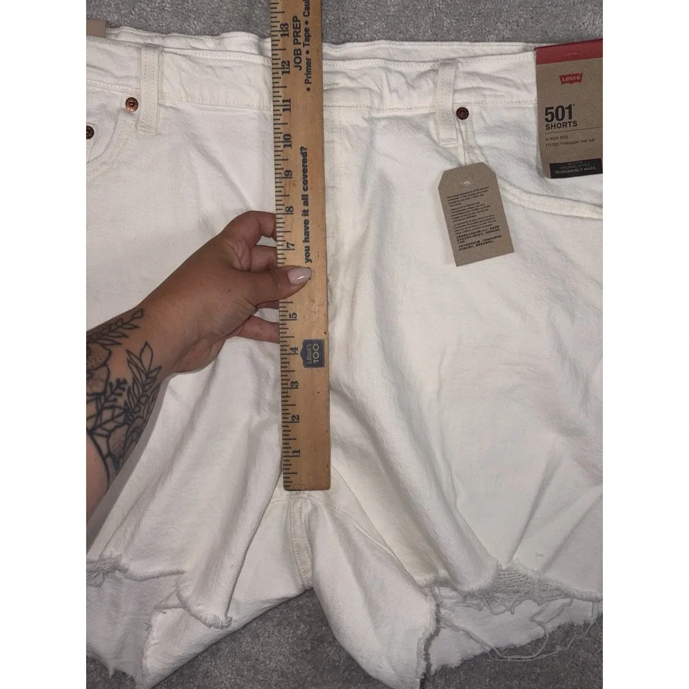 levis 501 shorts white‎ button fly nwt 18w